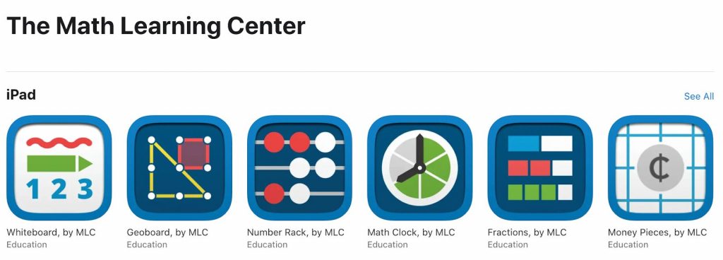 App store page of the math learning center