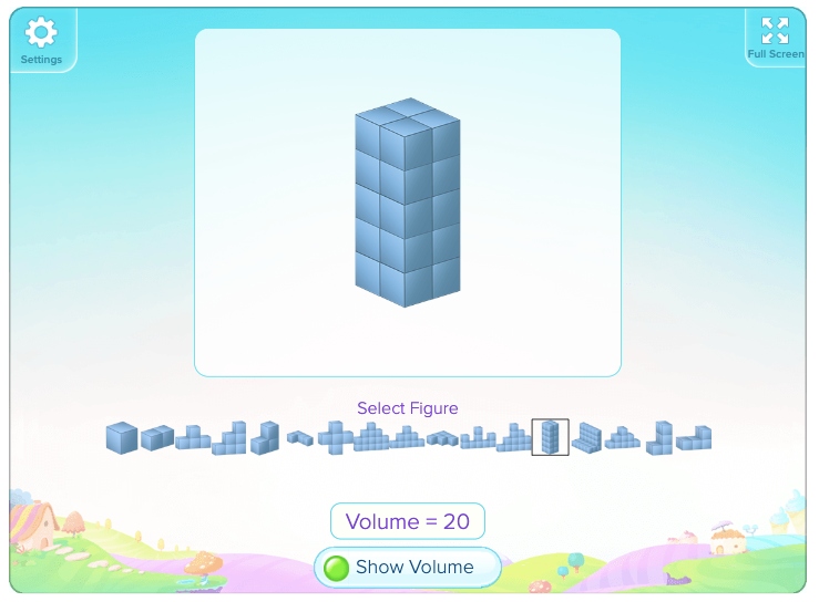 Volume with unit cubes teaching tool for grade 5