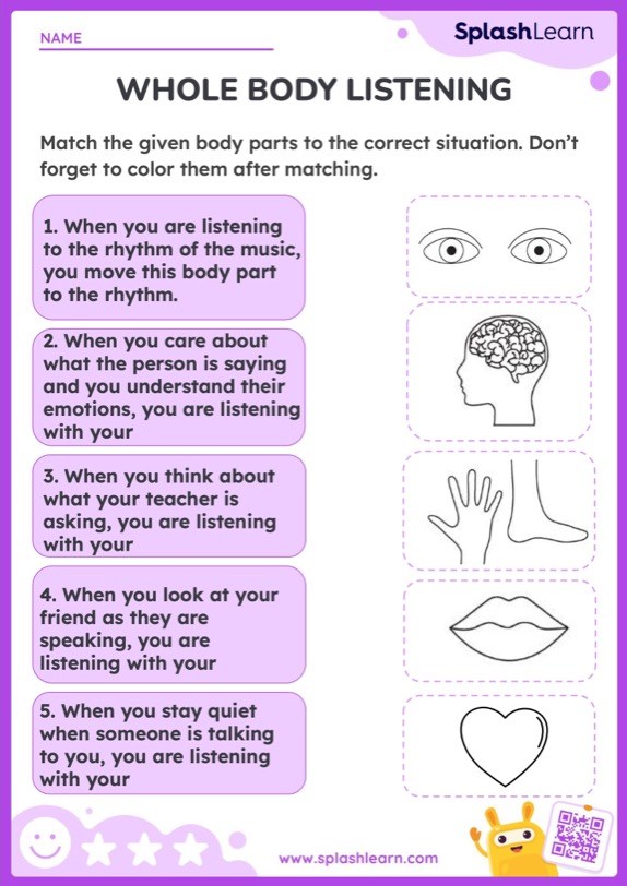 Body part worksheet