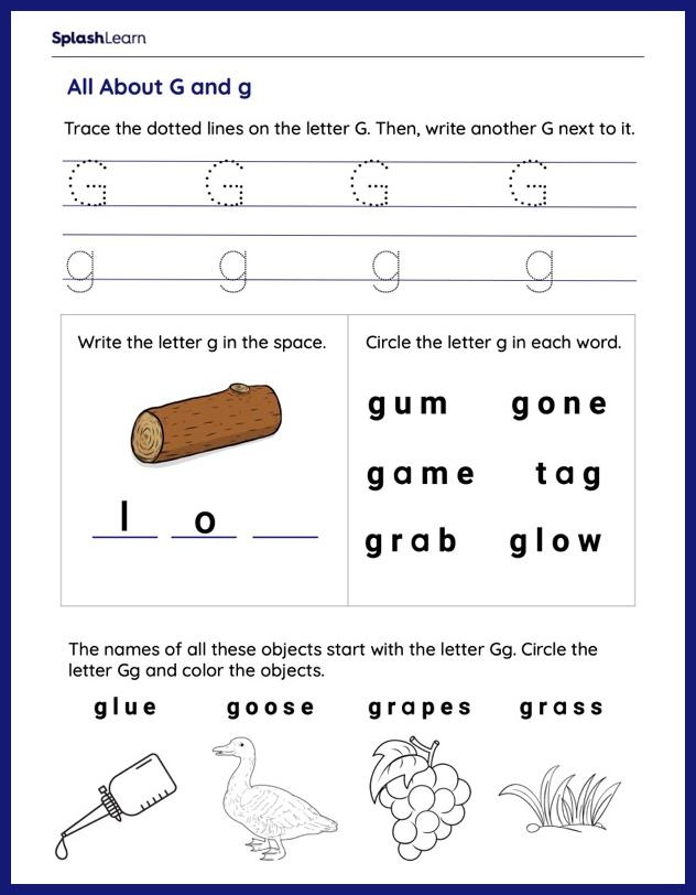 All About G and g Worksheet