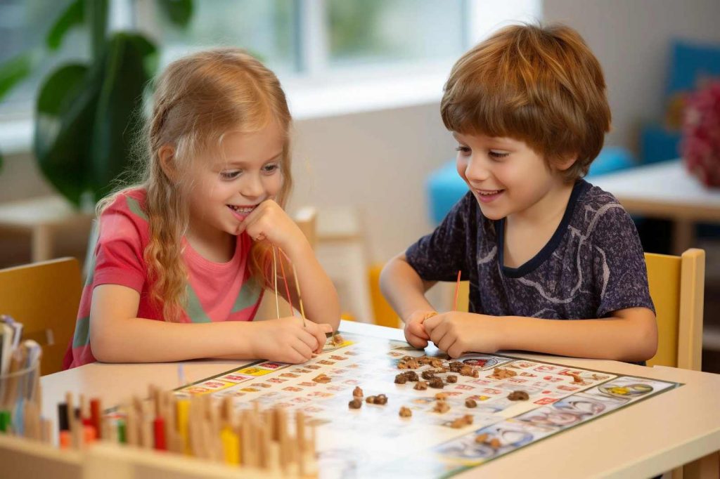 Kids playing board games