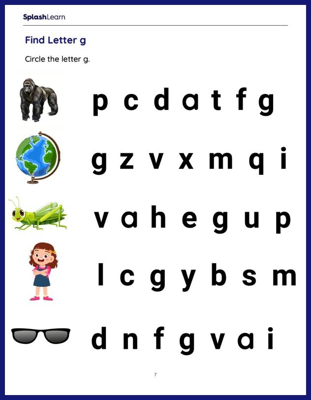 Circle the Letter g Worksheet