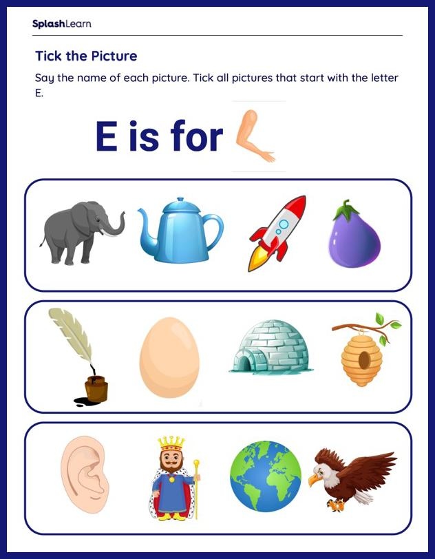 Letter E Activity Worksheet