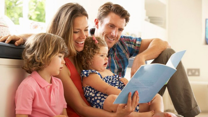 family reading together