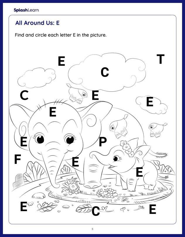 Letter E Activity Worksheet