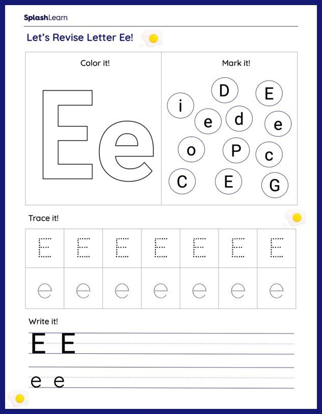 Letter E Activity Worksheet