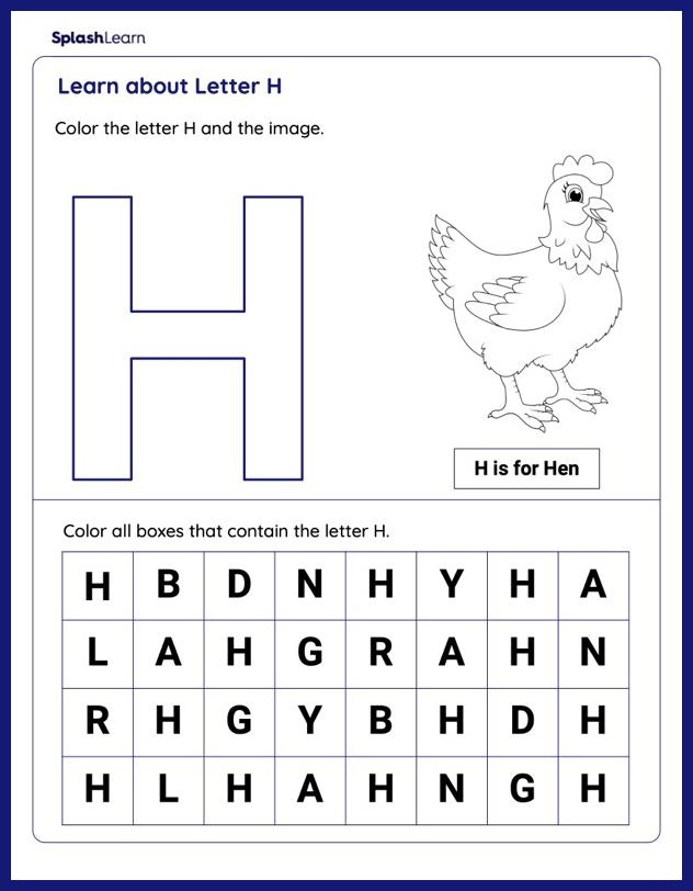 Letter H Worksheet