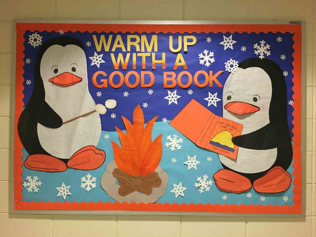 ​​Warm Up With a Good Book bulletin board