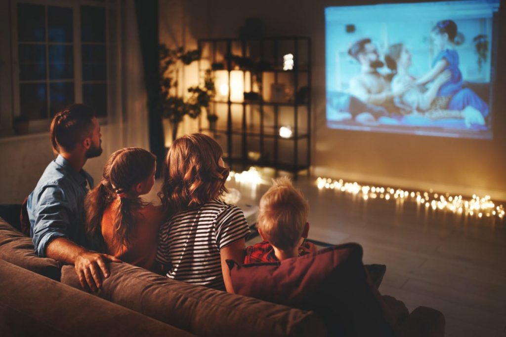 family watching movie