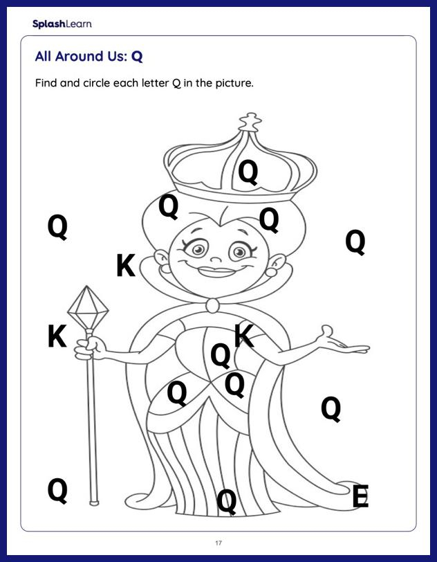 Find and Circle the Letter Q activity worksheet