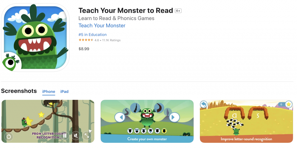 Monster to Read App