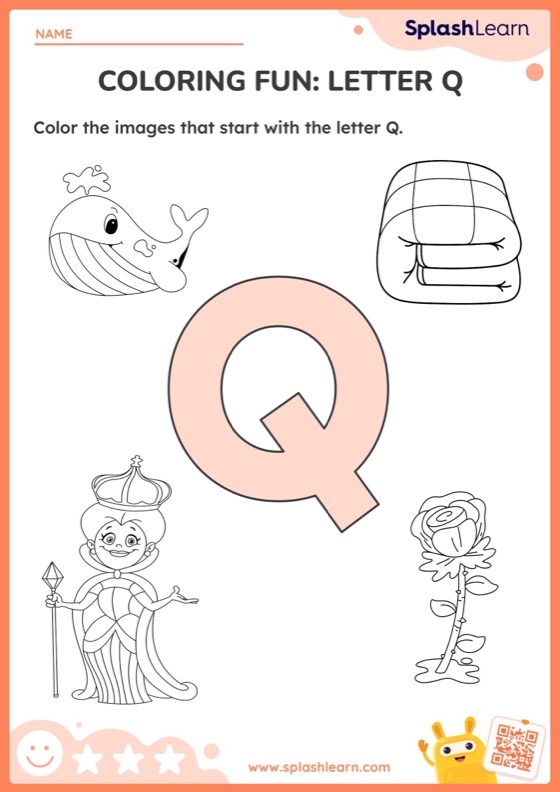 Printable Letter q coloring activity worksheet