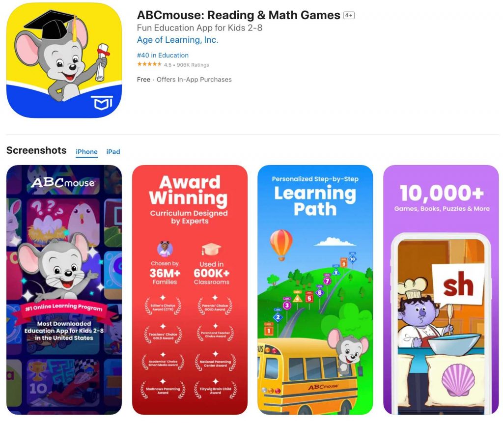 App store page of abcmouse