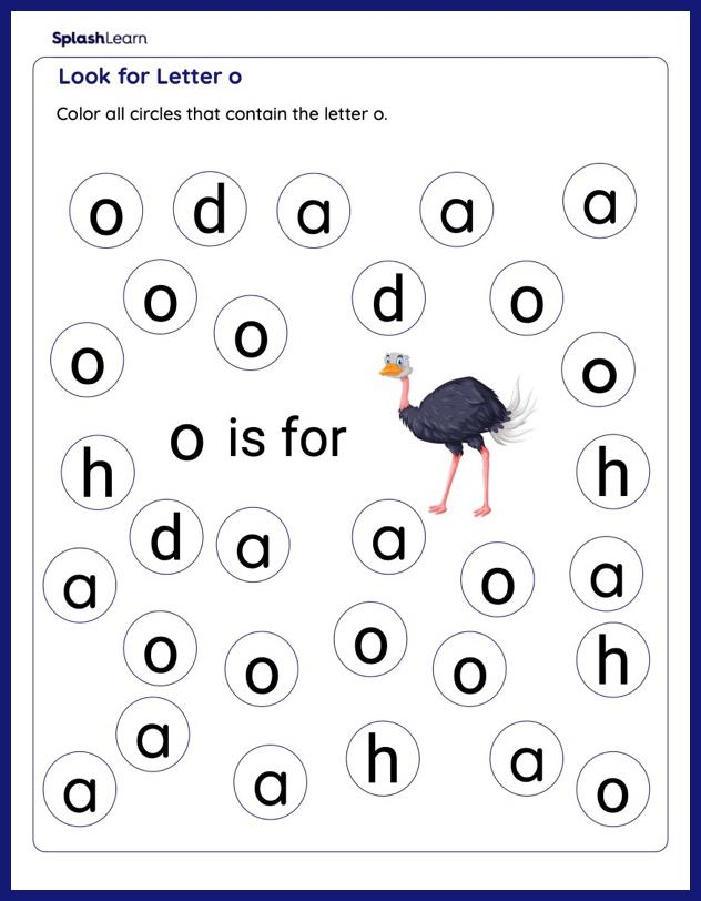 Find and Color the Letter O printable worksheet