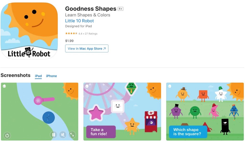 App store page of goodness shapes