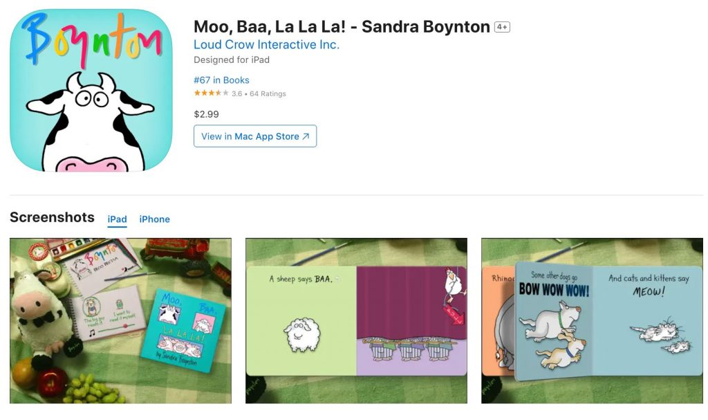 App store page of moo ba la la la