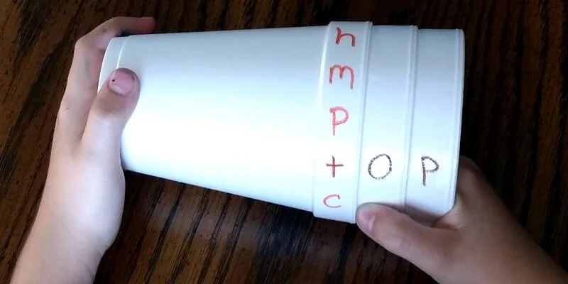 Phonics Cup Stack activity