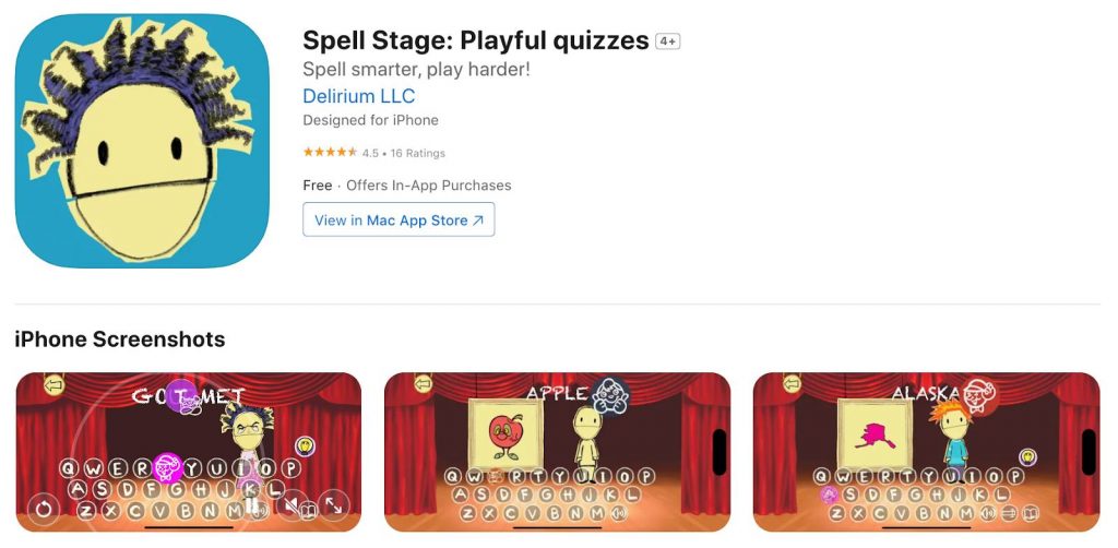 App store page of spell stage