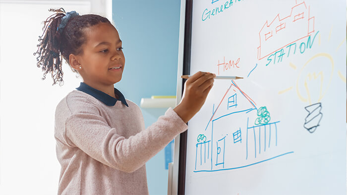 Kid drawing on the board