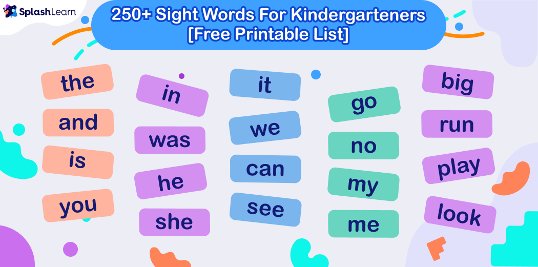 Sight words for kindergarten kids