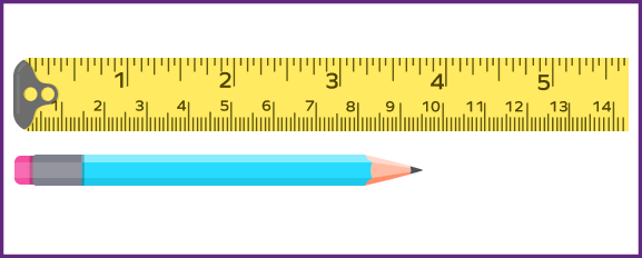 Measuring length of a pencil with a measuring tape