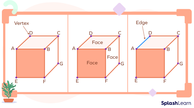 A rectangle consists of four vertices, four edges, and one face